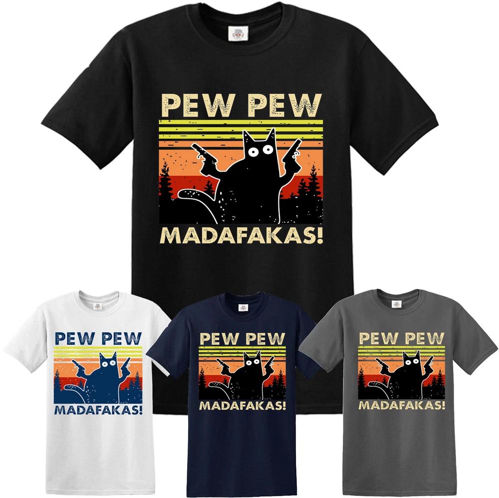 Pew pew madafakas vintage funny tshirt cat retro kitten xmas gift mens ladies 2XL