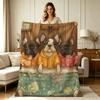 All Season Flannel Blanket with Cute French Bulldogs Bathing Print Soft Cozy Throw Blanket for Couch Sofa Bedroom Living Room Office Home Decor