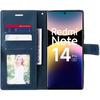 Coque et 2 Verres Trempés pour Xiaomi Redmi Note 14 Pro 5G (pas pour 4G) Protection Anti-Rayure Effet Cuir Bleu Marine