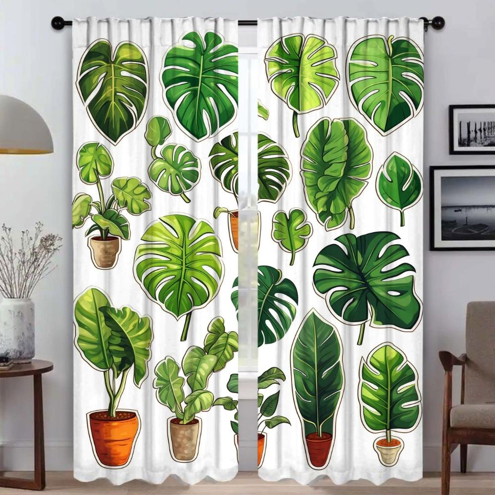 Green Plant Turtle Back Bamboo Window Curtain for Room 2 Panel Curtains for Bedroom Halloween Decoration Partition Shades Living