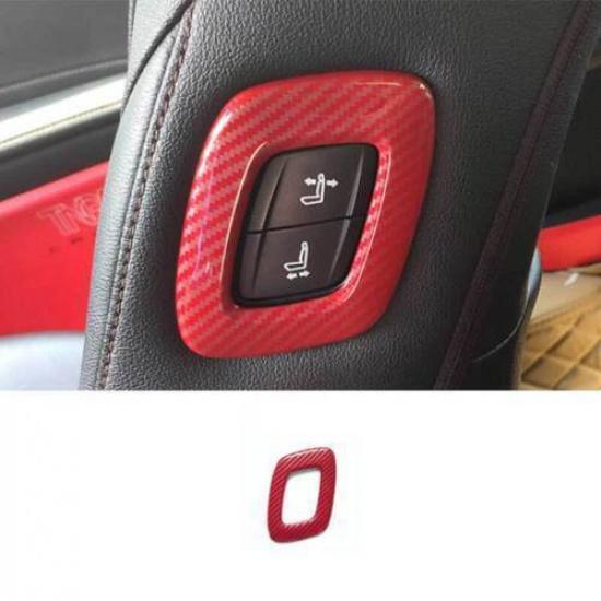 Cover Trim Power Seat Control Button Red For Toyota Camry 2018- Carbon Fiber