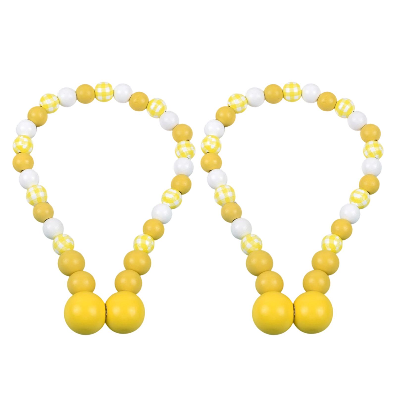 

Magnetic Curtain Tiebacks Wooden Beaded Drapes Tie Back Decorative Curtain Holdbacks No Tool Required for Home Decors жовтий