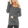 Elegant Women Off One Shoulder Long Sleeve T Shirt Stylish Casual Blouse Tunic Top