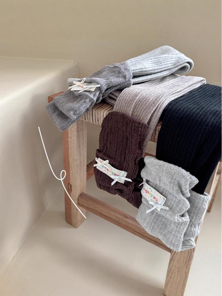 2025 Korean Style Knitted Scrunch Leggings & Tights Combo - Nine-Point Girls' Cotton Leg Warmers