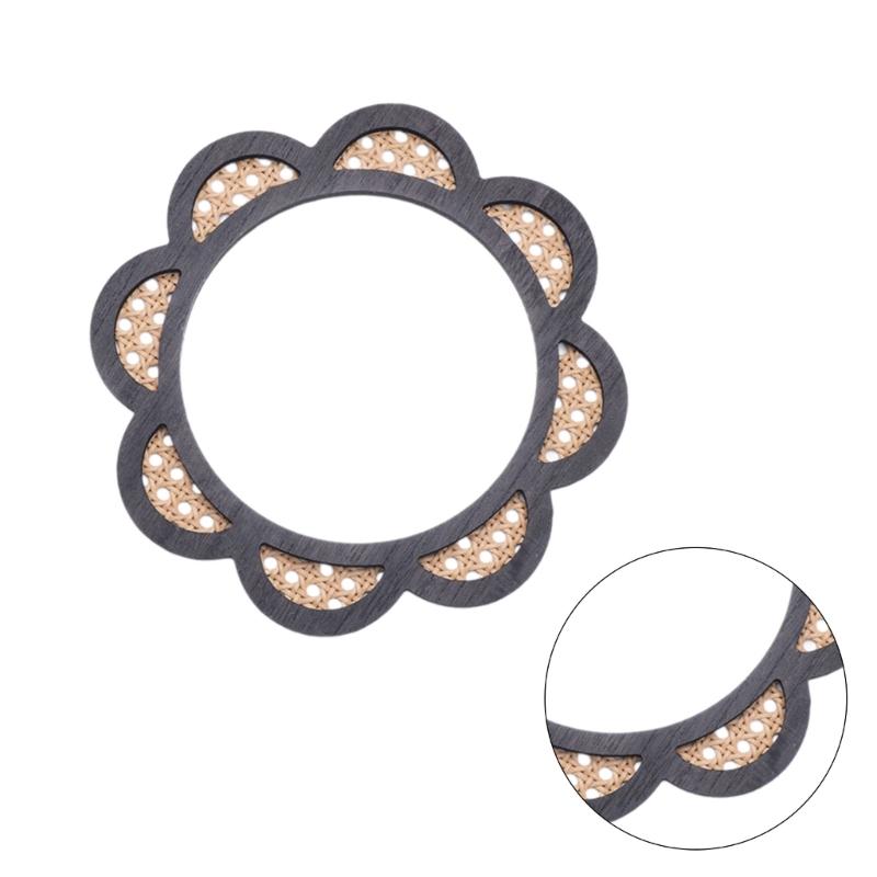 Flower Shaped Woven Rattans Wall Mirrored Round Makeup Mirrored for Entryways X3UC
