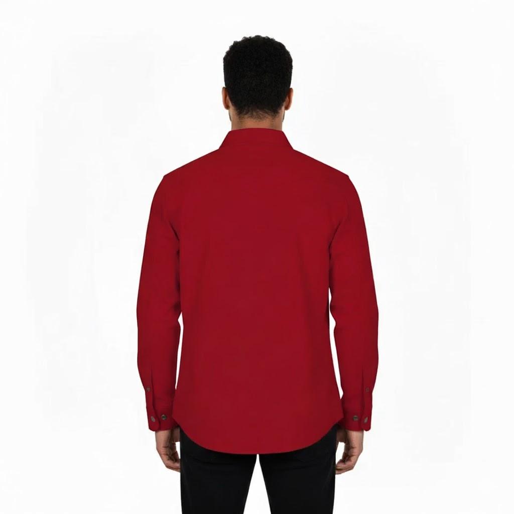 Echtes Lammfell Formelle Kleidung Herrenhemd Handgefertigt Stilvoll Rot Lässig Biker Leder