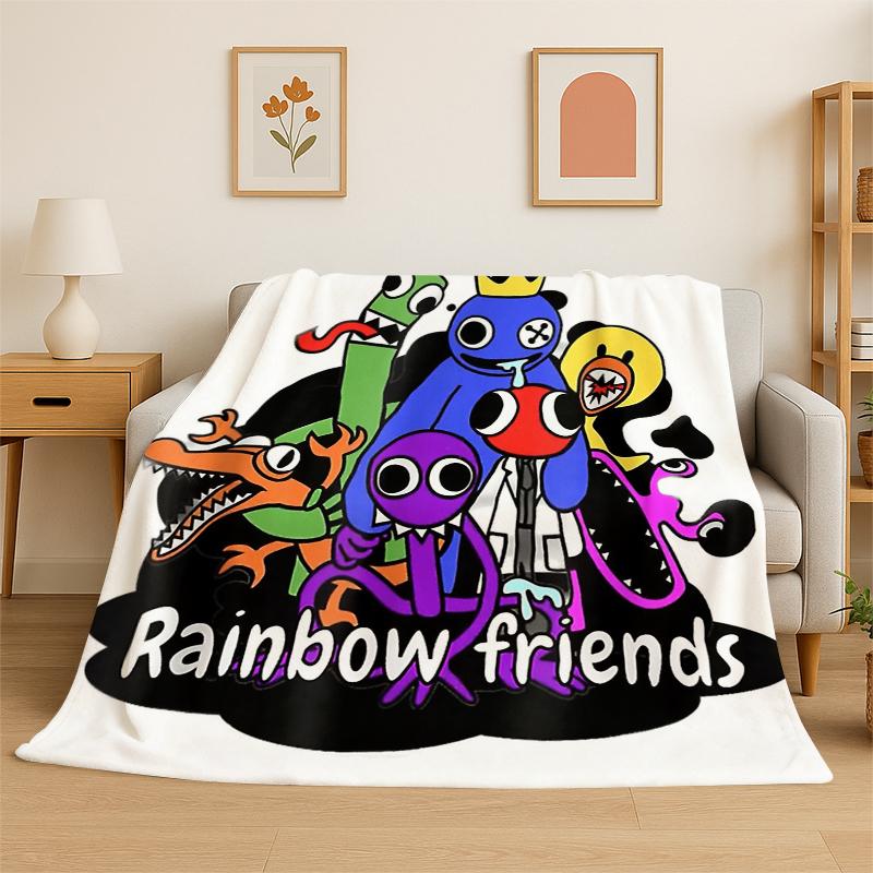 Game R-Rainbow Friends Cartoon Flannel Blanket Soft Warm Throw Blanket for Bedroom Living Room Bed Travel Camping Picnic Kid