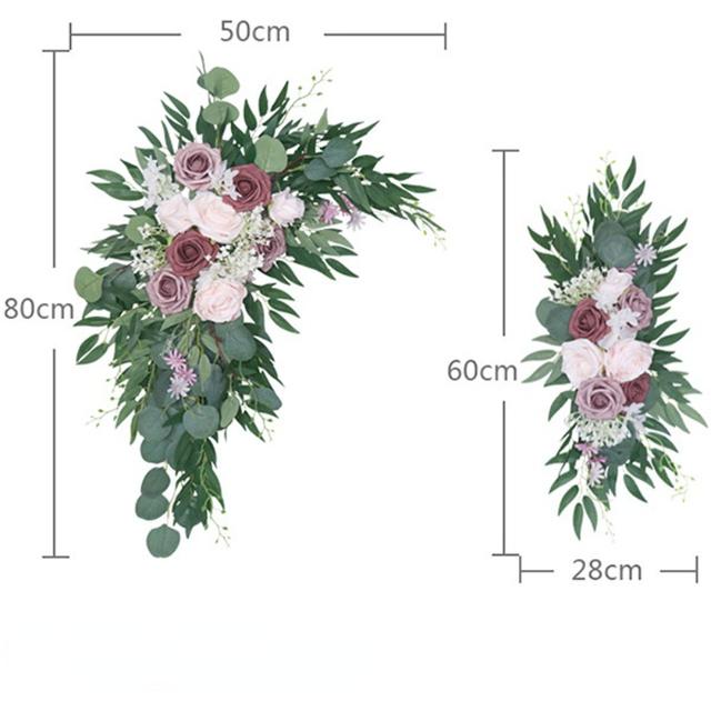 2pcs Artificial Wedding Arch Flowers Greenery Arbor Floral Arrangement Party Reception Backdrop Decor Multiple Style Ceremony