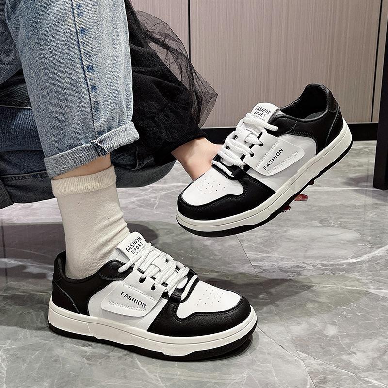 

2025 новые повседневные маленькие белые туфли женские универсальные весенние маленькие кожаные туфли 2025 женская обувь весна и осень ins wind panda shoes 36