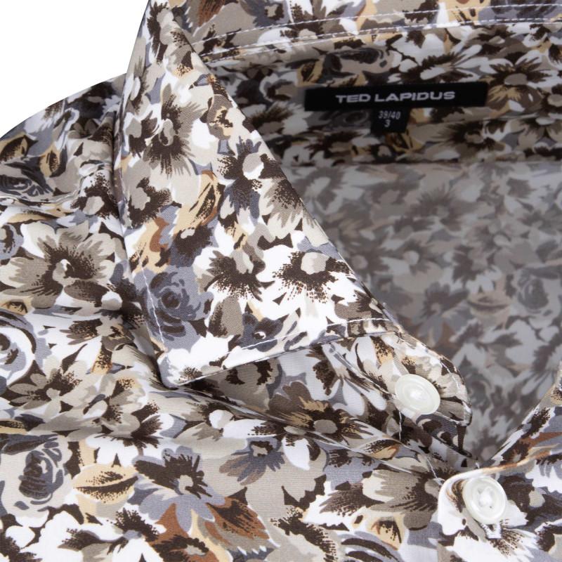 Men's Beige/brown Floral Long-sleeved Shirt TED LAPIDUS