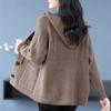 Women's Spring Solid Color Hooded Plus Size Jacket Ladies Autumn Loose Temperament Knitted Tops