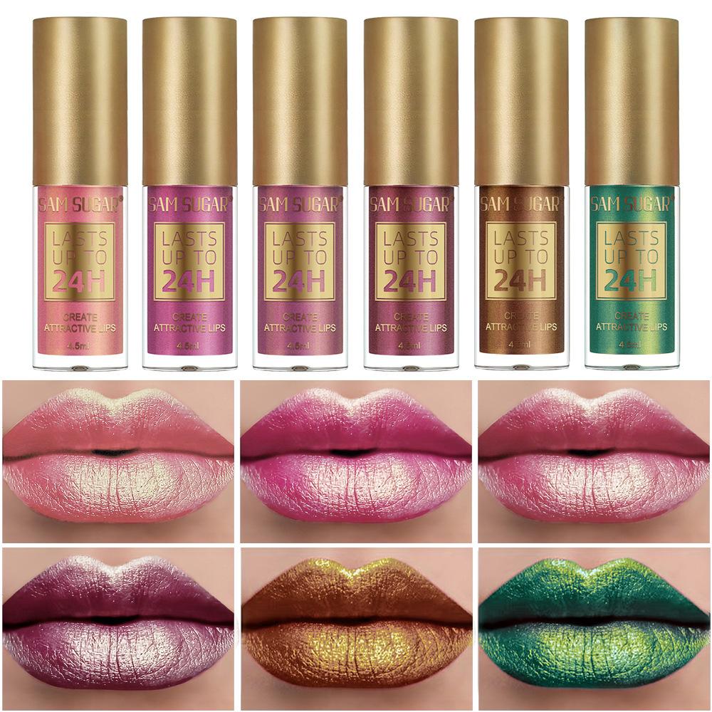 6 Colors Glitter 1pcs Lip Glaze Long Lasting Lip Gloss Waterproof Liquid Lipstick Makeup Lip Oil Lip Tint Moisturizing Lip Balm