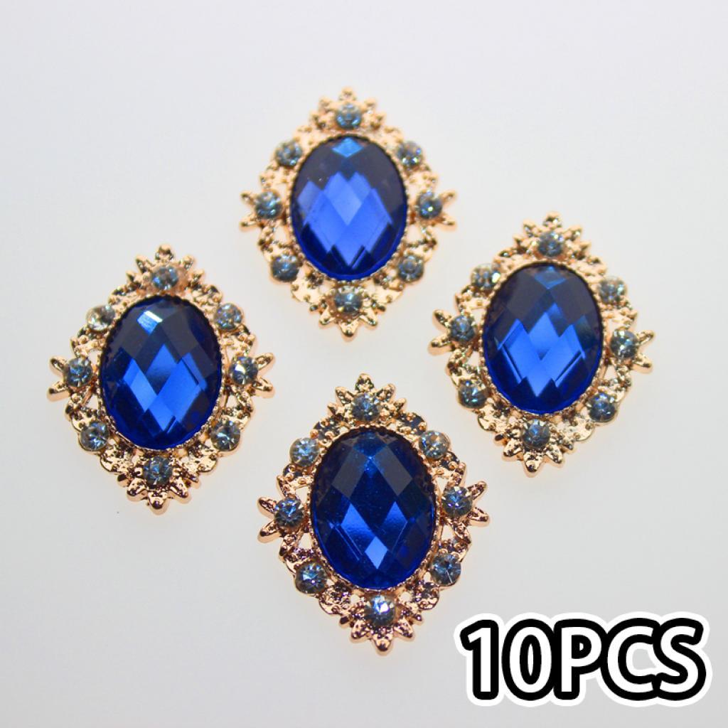 10pcs Rhinestone Flat Back Buttons Embellishment Wedding DIY Jewellery
