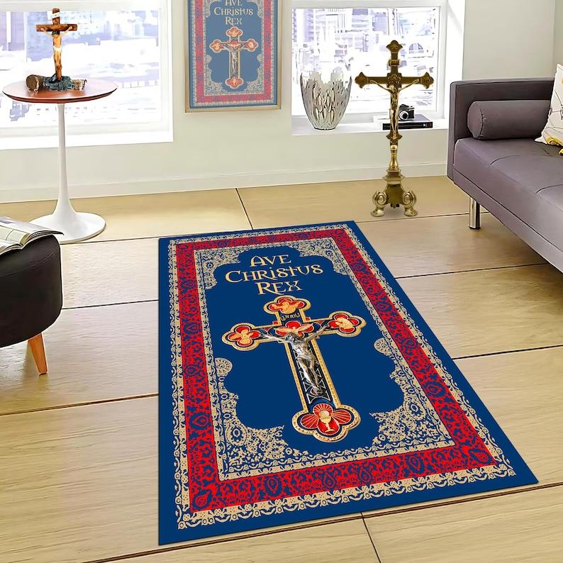 Christelijk Gebedskleed Kruis Mat Christelijk Gebedskleed Katholiek Cadeau Gebedsruimte Kleed Woonkamer Christelijke Huisdecoratie 50X80cm
