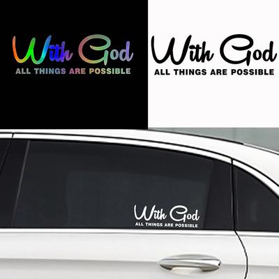 Cu Dumnezeu Toate Lucrurile Sunt Posibile Autocolant Auto Vinil Decal Impermeabil Accesorii Auto Decor