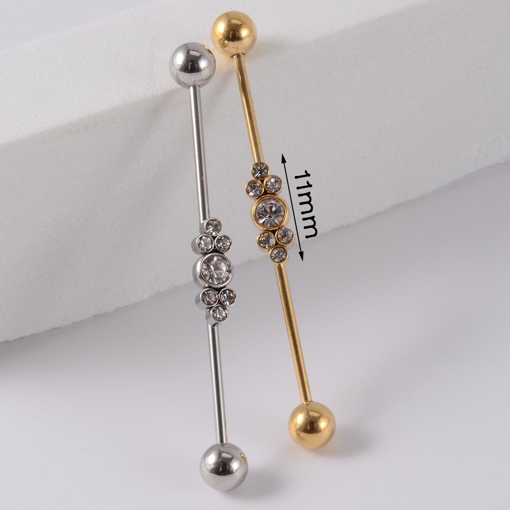 YW Industrielle Barbell Ohrringe Piercing Schmuck Chirurgischer Edelstahl Scaffold Piercings CZ Bar für Damen Herren