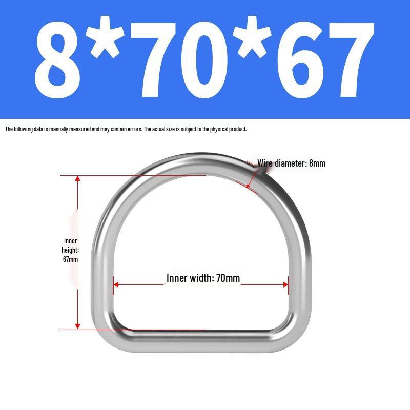 304 Stainless Steel D-Shaped Semi-Circular Buckle for Clothing, Luggage, Hat, DIY Accessories.