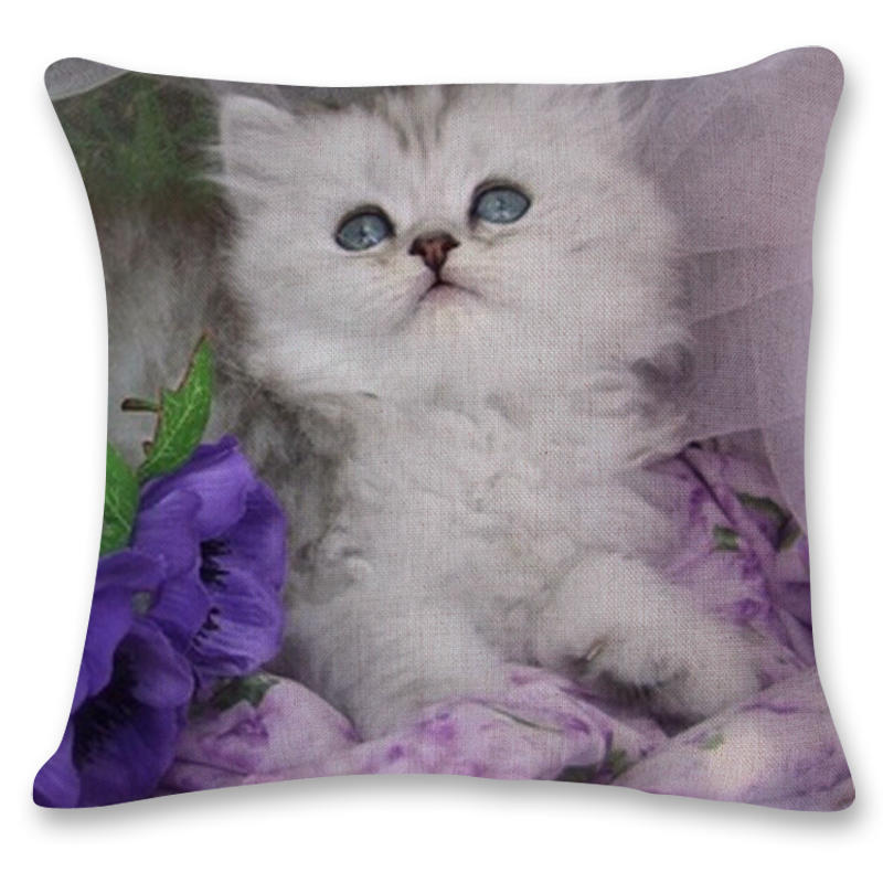 Creative Hand Painted Cat Print Polyester Pillowcase Home Car Cushion Pillow Sofa