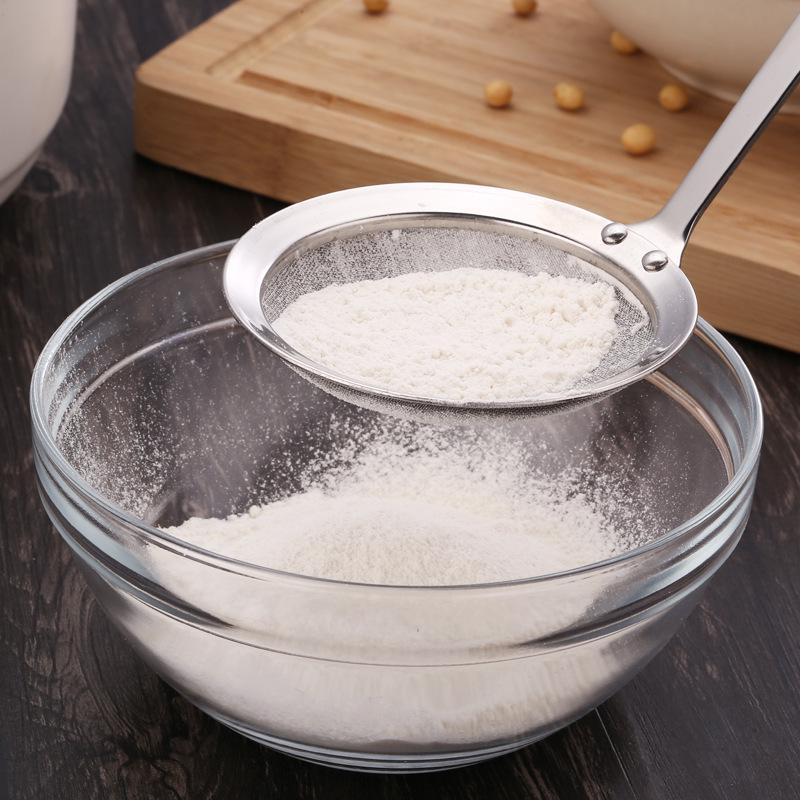 Stainless Steel Strainer Ladle with Wooden Handle - 16cm Kitchen Oil Skimmer & Flour Sifter