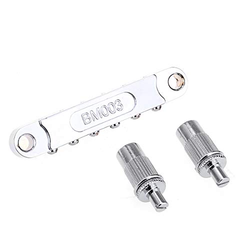 Musiclily Pro 10.4mm Pitch Roller Saddle Tune-O-Matic Bridge for LP, Epiphone, and Les Paul SG Electric Guitars, Chrome