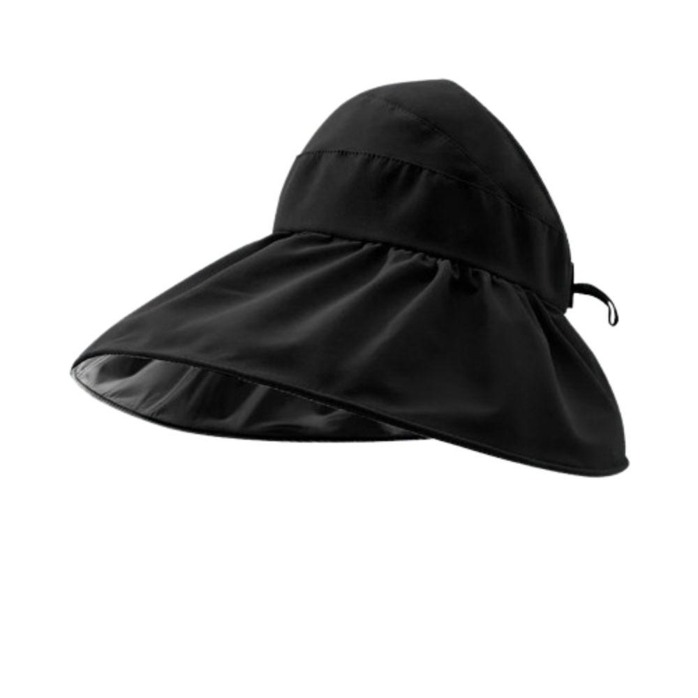Sunscreen Black Vinyl Sunshade Hat UV Protection Empty Top Hats Retro Sun Protection Cap  Summer