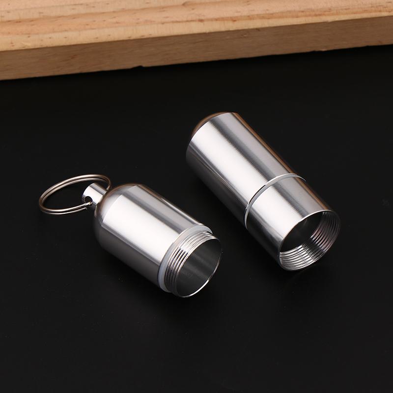 25×105MM Aluminiumlegierung Pillen-Schlüsselanhänger Halter Kleine Pillendose Pillenbehälter Wasserdichter Pillen-Organizer Tragbarer Pillenhalter Schlüsselanhänger