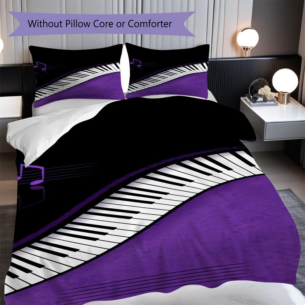 1PC Music, Guitar Theme Bedding Quilt Set Quilt Cover Pillowcase Home Decoration Birthday Gift (1 * Duvet Cover + 2 * Pillowcase, Without Core)