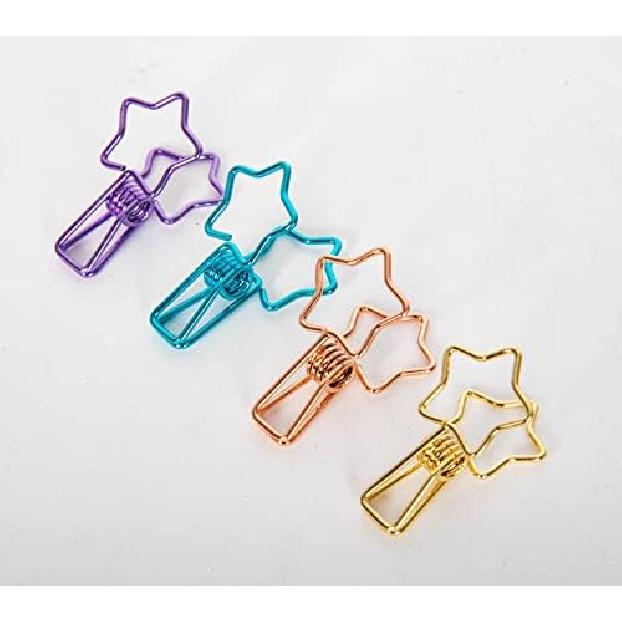 

100 шт. Маленькие разноцветные зажимы для бумаги для офисных принадлежностей. Многоцветные полые металлические зажимы для бумаги в форме милых кошек для документов. звезда