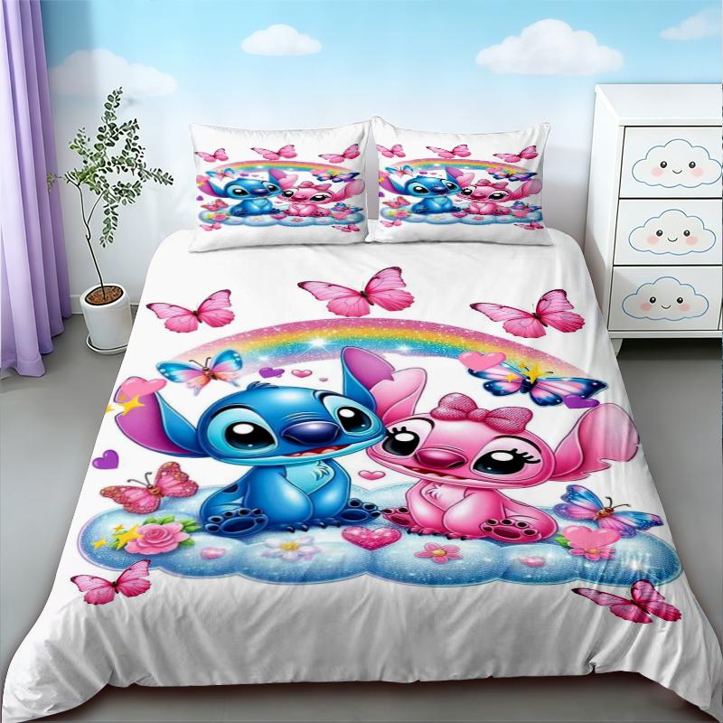 

Cartoon Stitch 3pcs Duvet Cover Quilt Cover Bedding Set Queen King Twin Size for Children Bedroom Decor Birthday Gifts 135x200cm