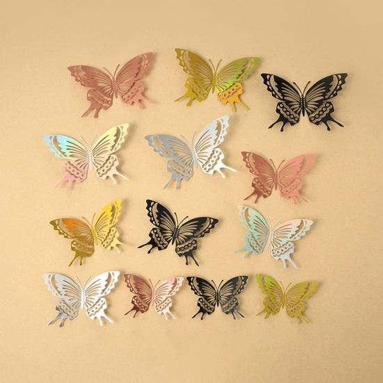 12 Pcs Butterfly Wall Decor 3D Hollow Butterflies Sticker for Birthday Cake Cupcake Toppers Removable DIY Mural Art for Room Office Bedroom
