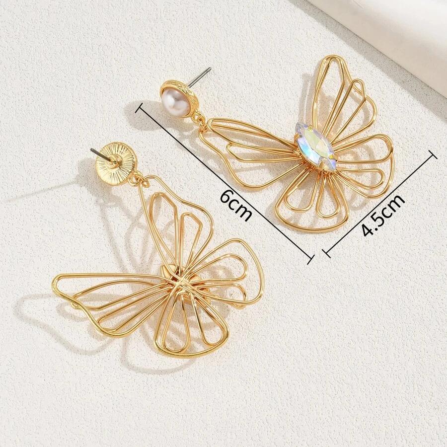 Obega Holiday Starfish Shell Butterfly Drop Earrings Post Shiny Gold Color Dangle Earrings Stud Women's Summer Ocean Jewelry