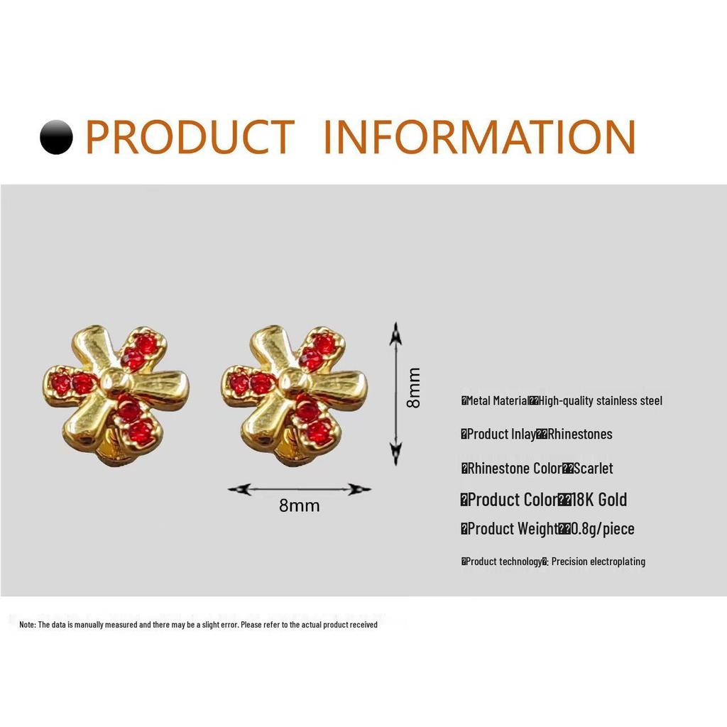 Six-Leaf Clover Cubic Zirconia Stud Earrings - Women's Luxury Versatile Jewelry Gift