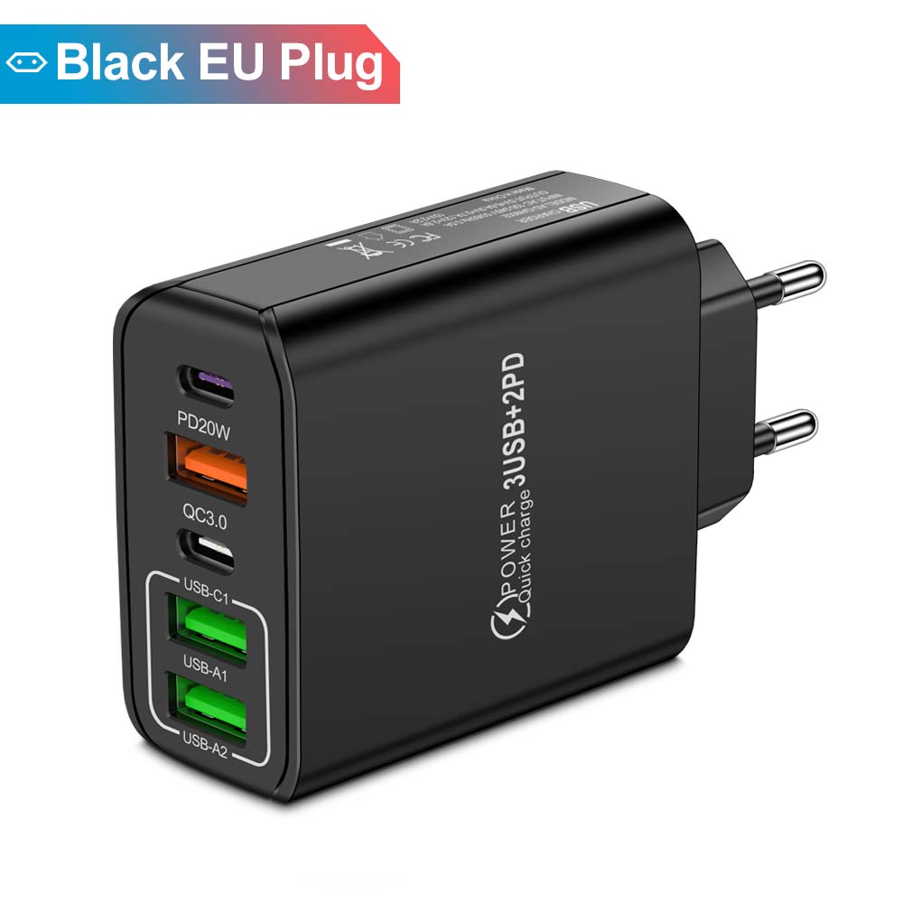 80W USB Charger PD Fast Charging Type C Mobile Phone Adapter For iPhone 15  Quick Charge EU/US/UK Plug Wall Charger