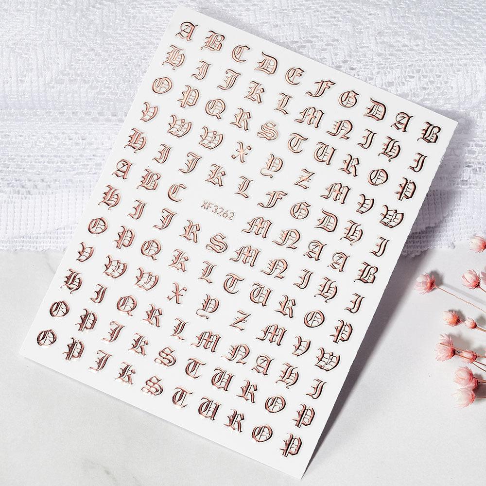 Colorful Laser Gold And Silver Manicure Full Sticker Diy Gothic Letter Nail Decorative Sticker Characteristic Sticker