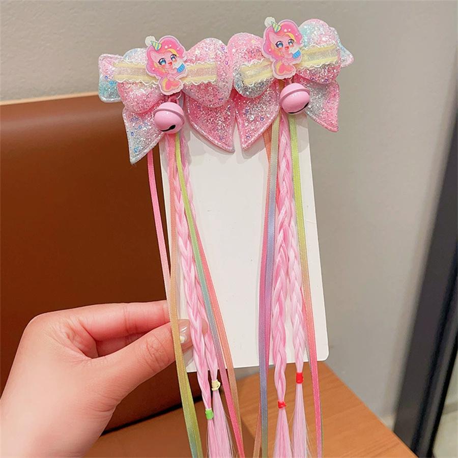 

2PCS Children s hair accessories, bow hair clip, ribbon hair clip, girls new cute spring and summer tassel headwear