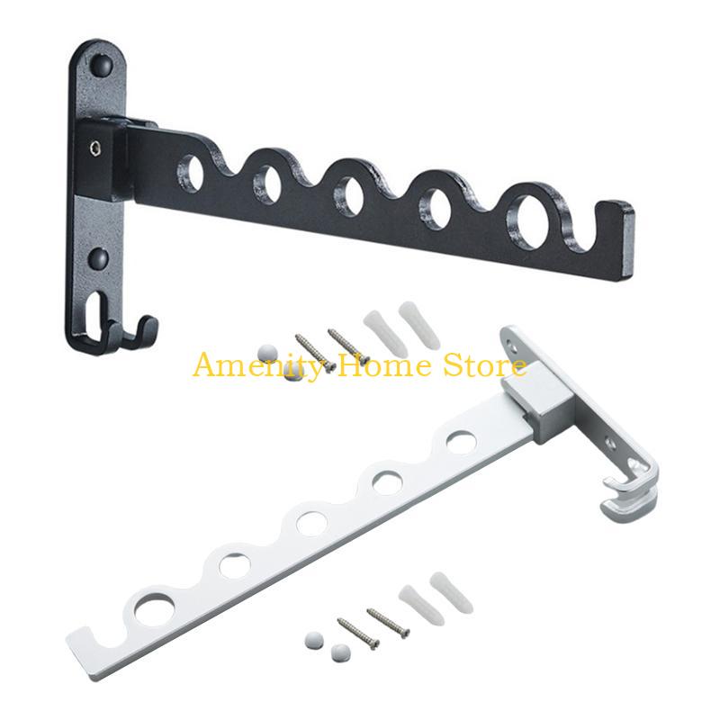 F26C Wall Mounted Foldable Clothes Hanger Retractable Cloth Drying Rack Aluminum Alloy for Home Indoor Outdoor Space Saving
