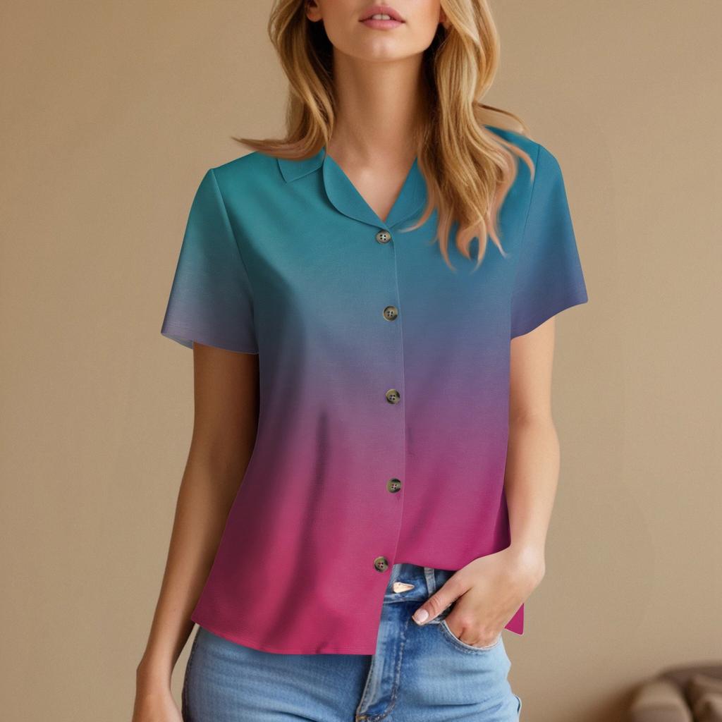 Women's Fashionable Casual Short-sleeved Retro Button Cardigan Top