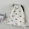 Diaper Pouch Canvas Bundle Pocket Portable Bow Printed Drawstring Storage Bag Medium Large Drawstring Hanging Bag Shopping