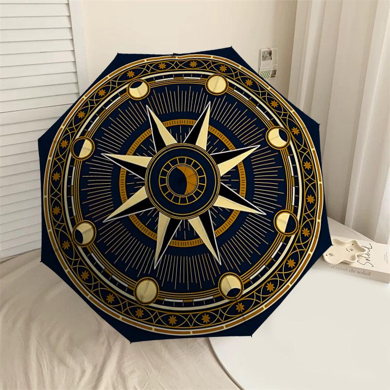 

Compass Rose Design Umbrella: A Stylish and Functional Companion for Outdoor Adventures, Featuring Automatic Opening/Closing Mechanism, Lightweight