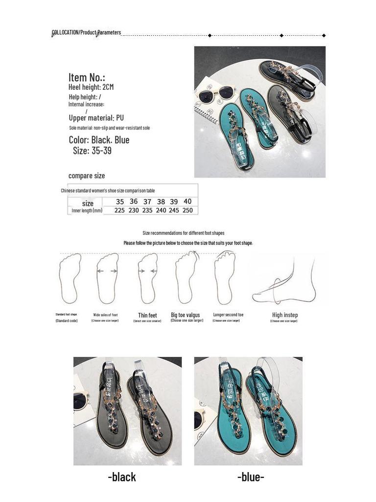 2019 Böhmische Strass Clip-Zehen Flache Damen Sandalen