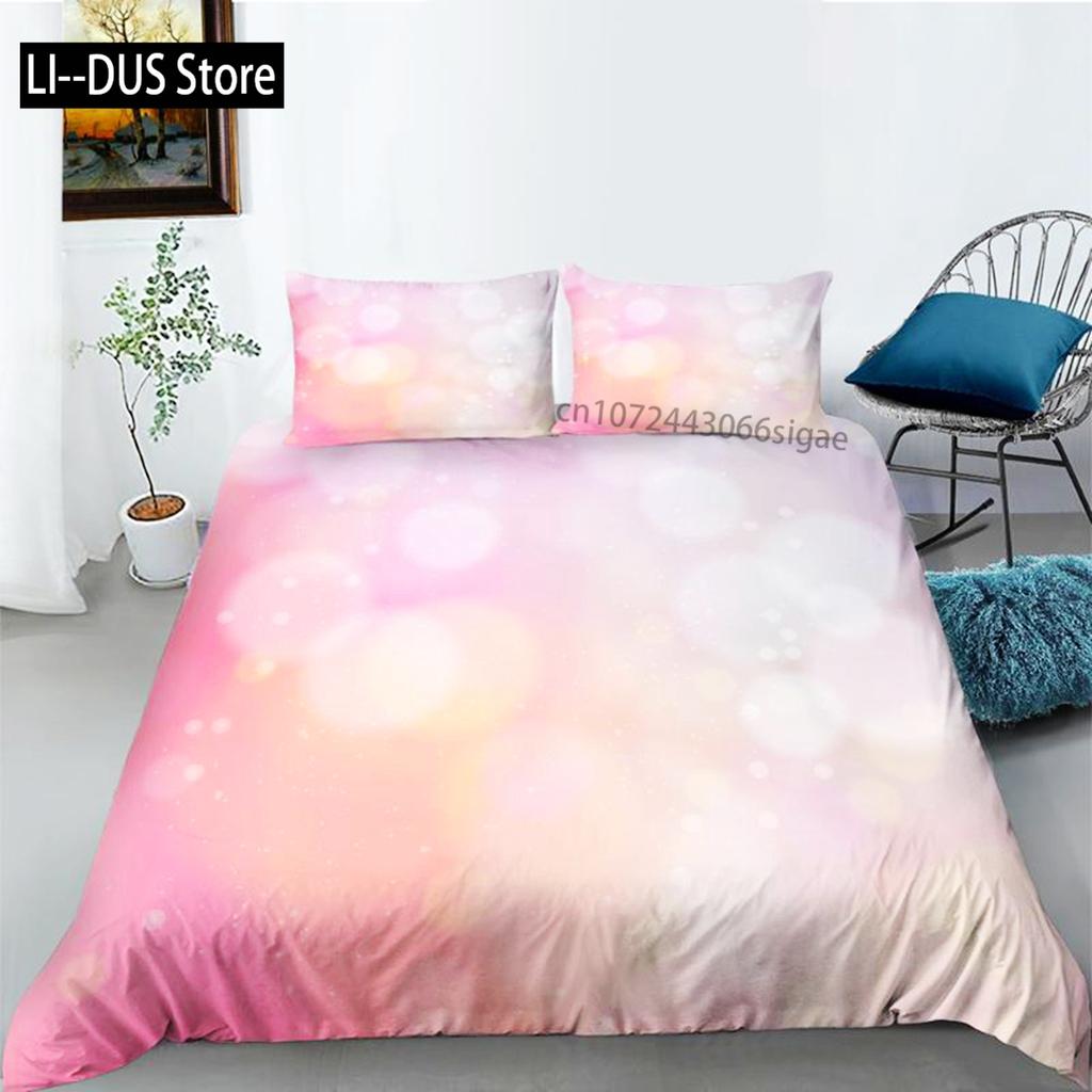Glitter Duvet Cover Set Shiny Pink Gold Glitter Stars Bedding Set For Kids Girls Cute Style Double Queen King Size Quilt Cover