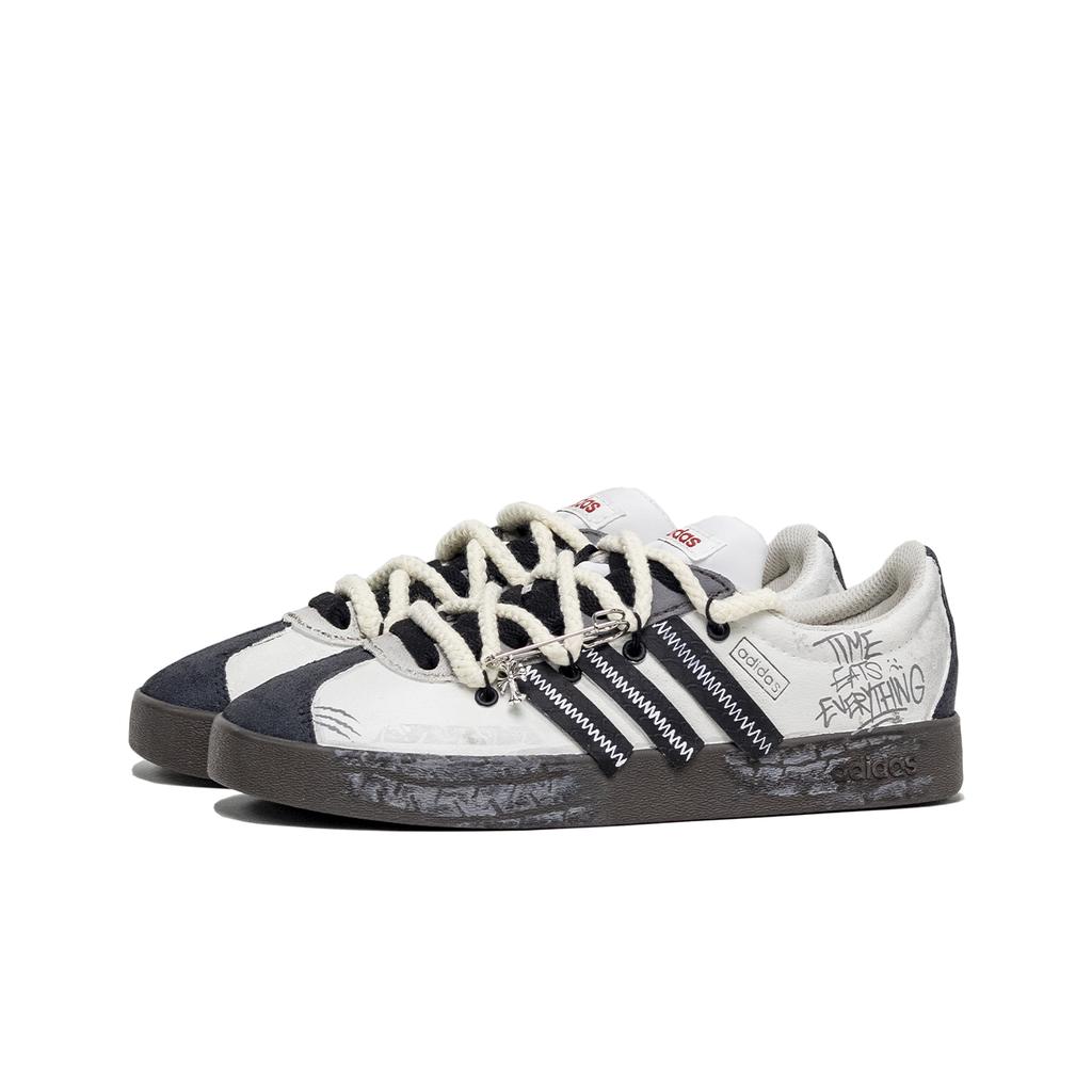adidas Slip Resistant Abrasion Resistant Low Top Skateboard Shoes Unisex Black White HQ1802(Team800-)