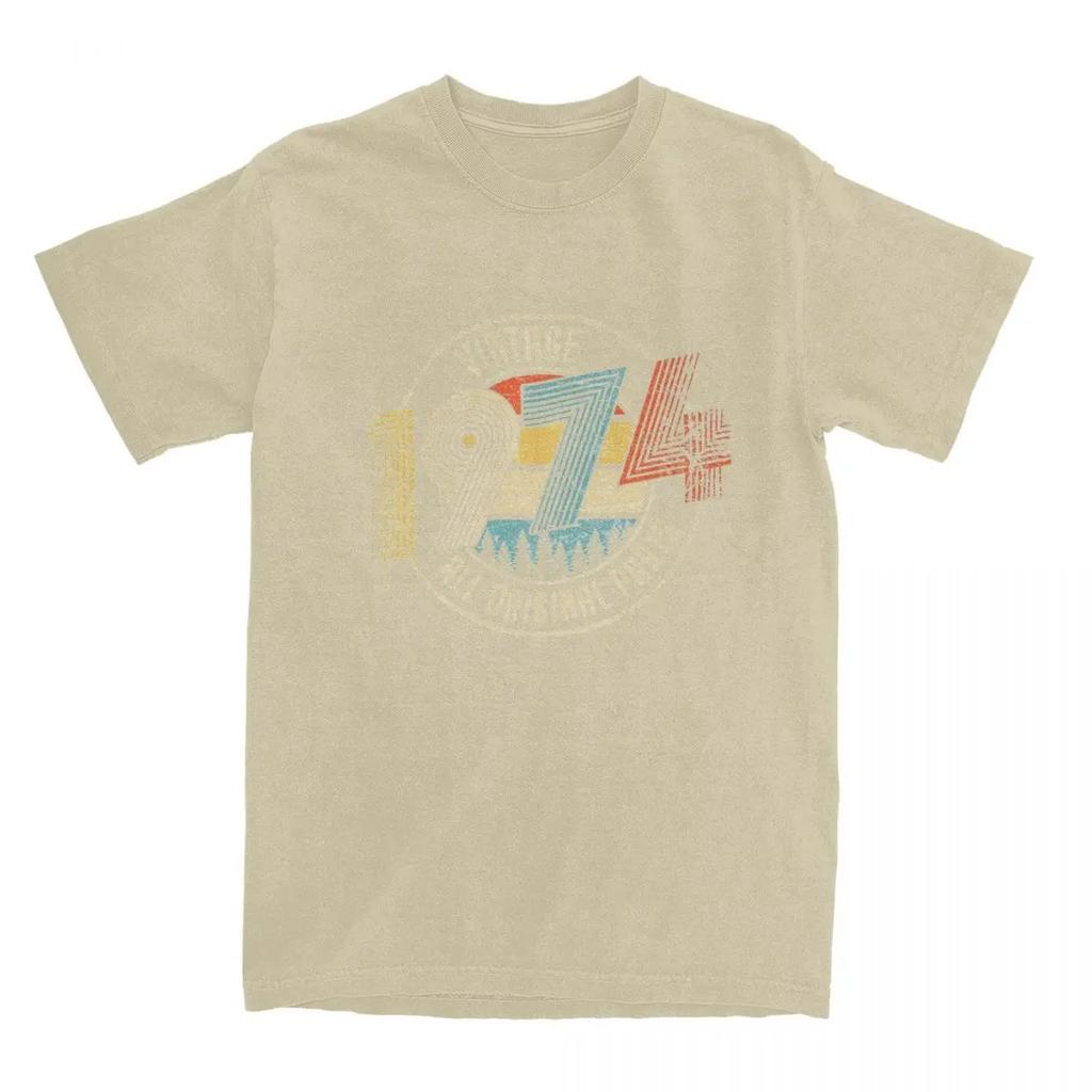 Men Women Vintage 1974 All Original Parts 50th Birthday Gifts Shirts Merch  50 Years Old People T Shirts Tee Clothes