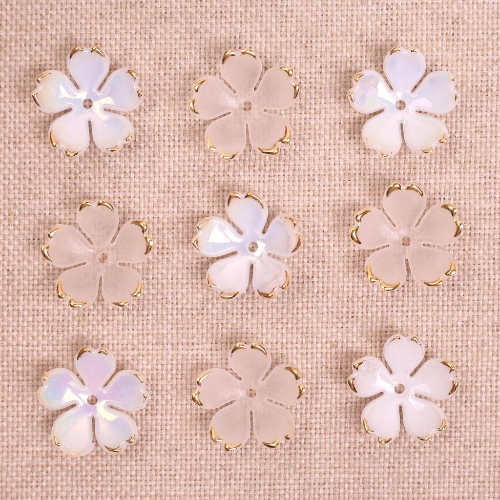 Korean Gold-Edged Five-Petal Flower Beads for DIY Bracelets, Necklaces, and Phone Chains