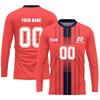 Men’s Long Sleeve Athletic Soccer Jersey, Lightweight Quick-Dry Sports Shirt for Training & Team Uniforms, Red/White