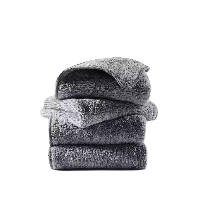 Thickened Bamboo Charcoal Dishcloth - Absorbent, Fine Fiber Dishwashing & Scouring Pad for Kitchen Oil Stains