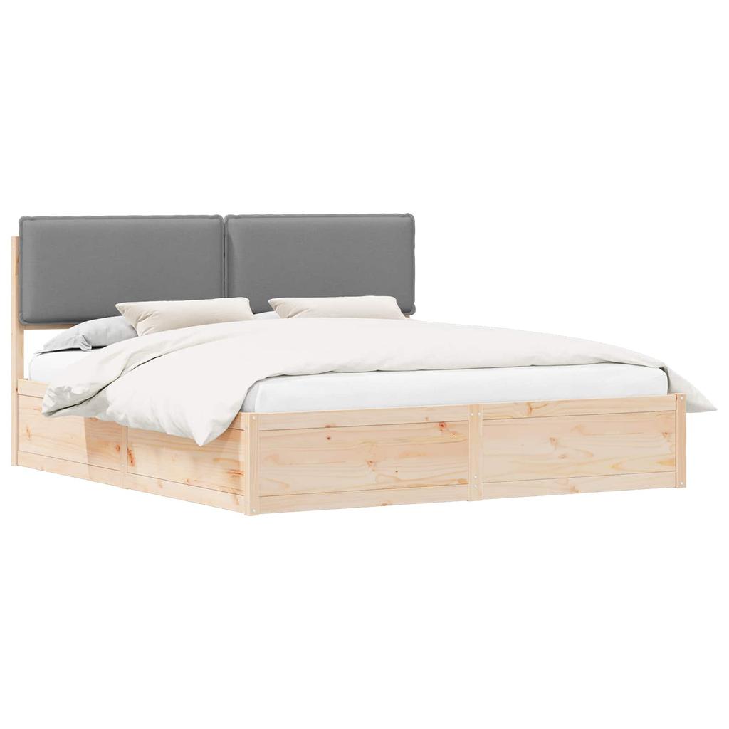 Bed Frame with Upholstered Headboard Light Grey 180 x 200 cm