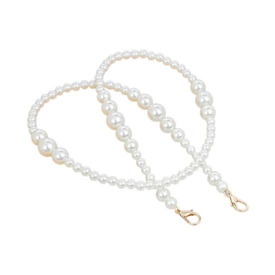 Purse Chain Strap Faux Pearl Bag Chain Strap Replacement with Metal Buckles Shoulder Cross Body Bag Chain for Ladies Tote Handbag