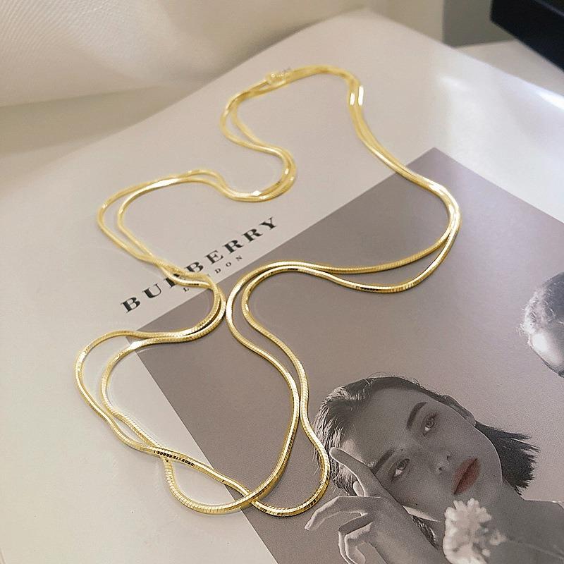 Pure Silver Pullable Long-style Pearl Necklace for Women, in A Cold and Elegant Style, with A Simple Sweater Chain for Pulling.