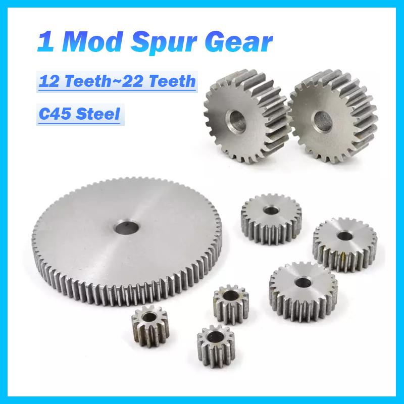 

1Pcs 1 Mod Spur Gear 12/13/14/15/16/17/18/19/20/21/22Teeth 45# Steel Thickne 10mm Flat Gear Metal Motor Pinion Transmission Gear 1M-12T